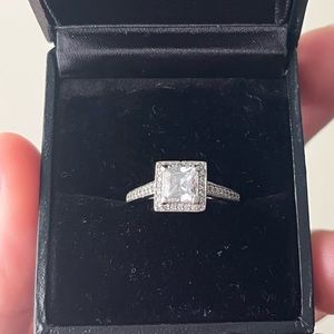 14K Solid White Gold Princess Cut Simulated Diamond Ring